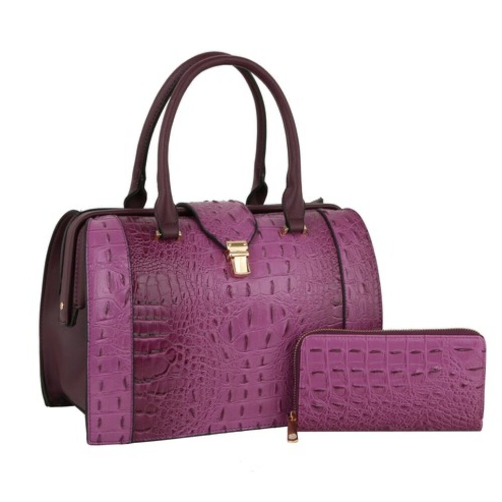 Doctor Bag style handbag with matching wallet.